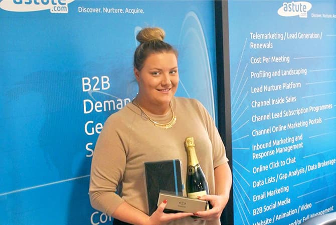 Two Days Incentive Winning Astute Branded Merchandise and a Bottle of Champagne