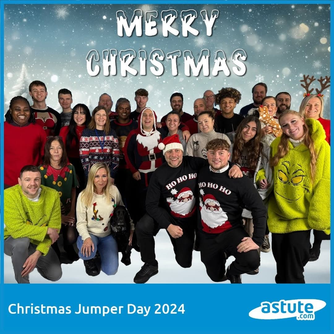 The Astute team wearing festive jumpers for Christmas Jumper Day