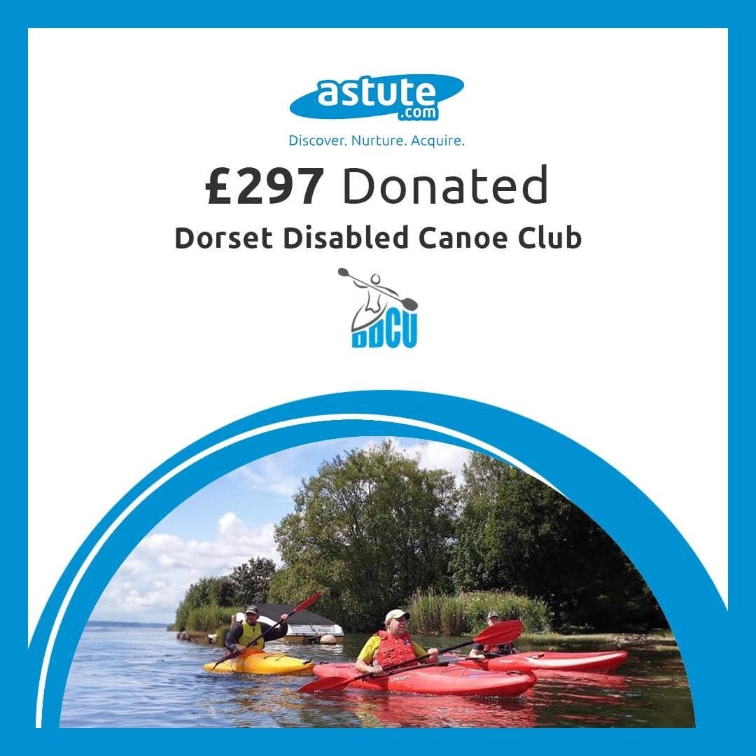 £297 donated to the Dorset Disabled Canoe Club by Astute