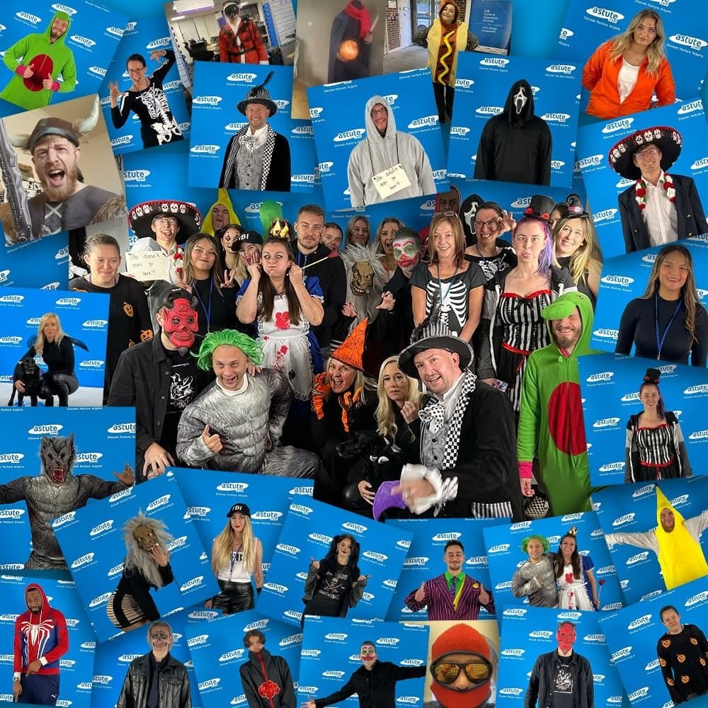 The Astute team in costume for the annual Halloween fancy dress competition